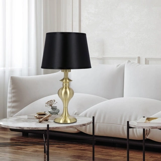 Lampka nocna Prima metalowa złota z czarnym abażurem E27