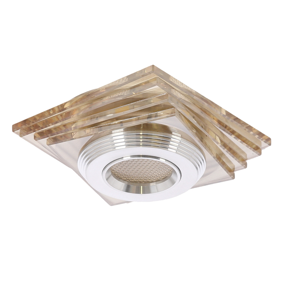 Oczko sufitowe kwadratowe szkło transparentne chrom LED 3W