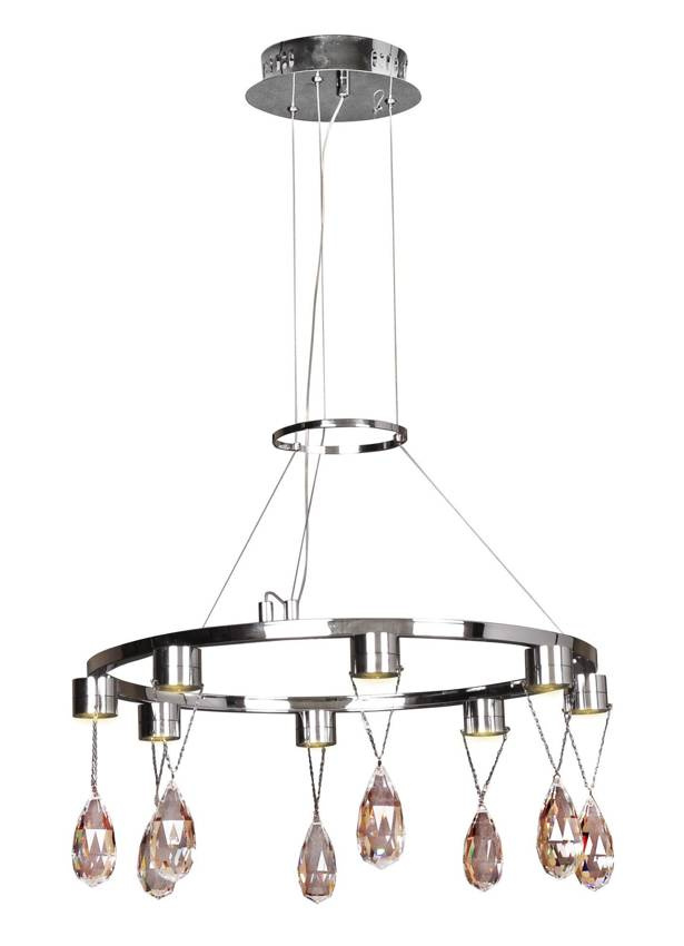 Lampa wisząca Prisma LED do salonu chrom metalowa 8-punktowa kryształowa