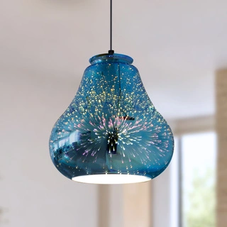 Lampa wisząca Galactic szklana do salonu niebieska pojedyncza E27 Candellux
