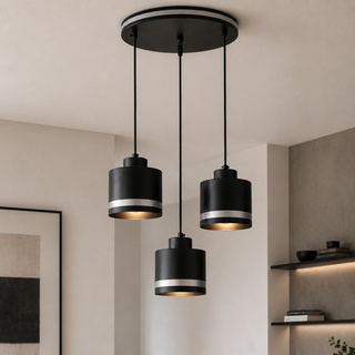 Lampa wisząca Wama czarna chrom potrójna do salonu nad stół 3xE27