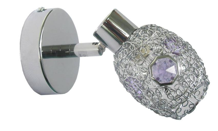 Kinkiet Golden szklany z kryształami chrom fioletowy do salonu G9 Candellux