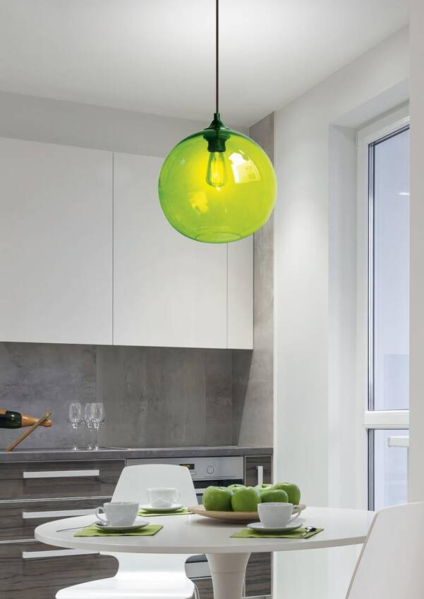 Lampa wisząca Edison szklana kula zielona do salonu nad stół E27 Candellux