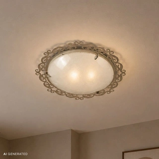 Plafon Casablanca okrągły do salonu i kuchni 38 cm srebrny 2xE27 Candellux