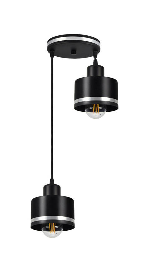 Lampa wisząca Wama czarna chrom podwójna do kuchni nad stół 2xE27 metal