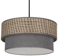 Lampa wisząca z abażurem Karrara czarna do salonu tkaninowy abażur beżowo-szary