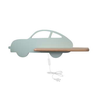Kinkiet IQ Kids Car z półką do pokoju dziecięcego LED zintegrowany zielony