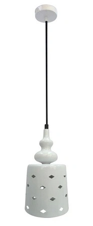 Lampa wisząca Hamp biała metalowa pojedyncza do salonu i jadalni E27