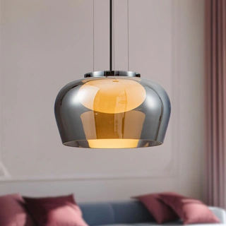 Lampa wisząca Insieme 35 szklana klosz dymiony nad stół do salonu