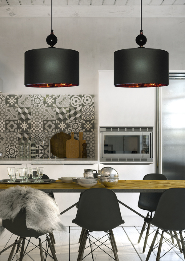 Lampa wisząca z abażurem Melba czarna miedziana do salonu