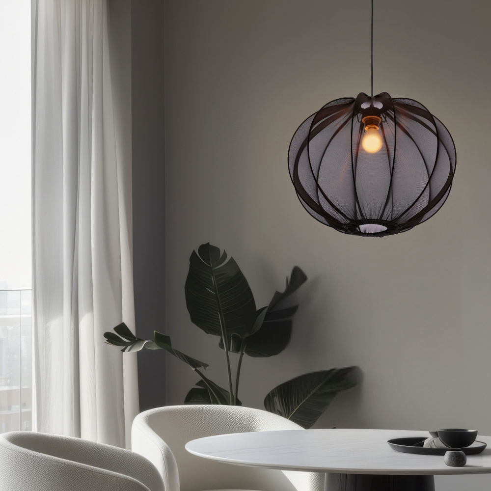 MELLOW lampa wisząca czarny 1x40W E27 abażur mist 52 czarny kula 31-41968