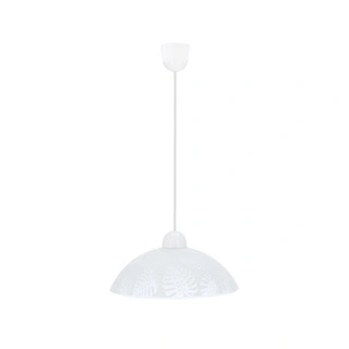 Lampa wisząca Alcara szklana z białym kloszem z wzorem do salonu E27