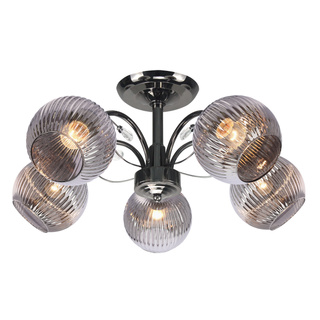 Lampa wisząca Cromat metalowo-szklana 5-punktowa z grafitowymi kloszami
