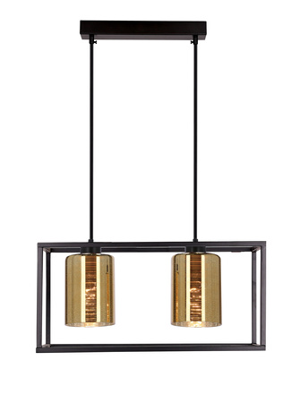Lampa wisząca Luri podwójna szklane złote klosze czarna do jadalni E27