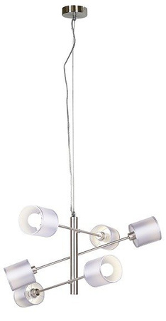 Lampa wisząca z abażurami Sax nowoczesna srebrna regulowana 6xE14