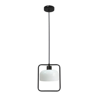 Lampa wisząca Zodiac szklana z kloszem białym czarna pojedyncza do jadalni