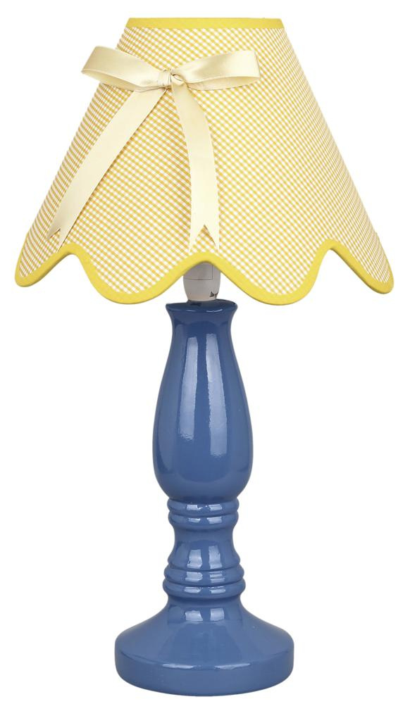 Lampka nocna Lola niebiesko-żółta klasyczna z abażurem E14