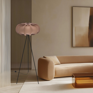 Lampa podłogowa CAFEE’ z abażurem brązowym mokka 52 cm - lampa stojąca w stylu skandynawskim E27