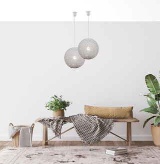 Lampa wisząca Caruba kula 30 cm biała pojedyncza do salonu 1xE27