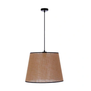 Lampa Wisząca Czarny 1X40W E27 Abażur Beżowy Jutland