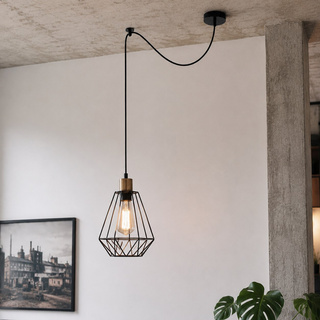 Lampa wisząca Primo P klatka loft metalowa czarna 1-punktowa do jadalni