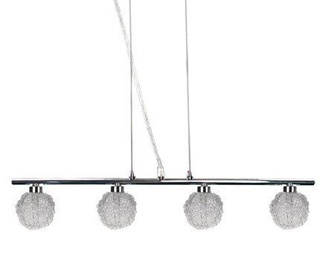 Lampa wisząca Wind szklane kule chromowana potrójna belka do jadalni 4xG9