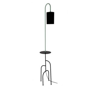 Lampa podłogowa Ravello z półką do salonu 1-punktowa z abażurem