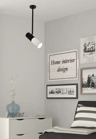 Lampa wisząca tuba regulowana czarno-biała GU10