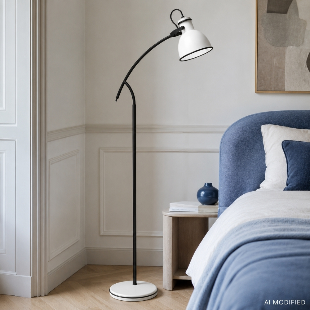 Lampa podłogowa Zumba łukowa regulowana do salonu 1-punktowa metalowa