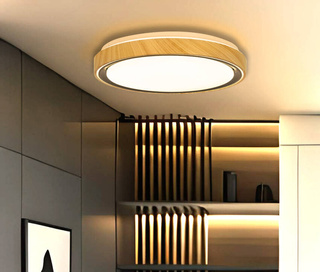 Plafon LED Aflo okrągły drewniany 38 cm 24W 3000-6000K zmienna barwa światła