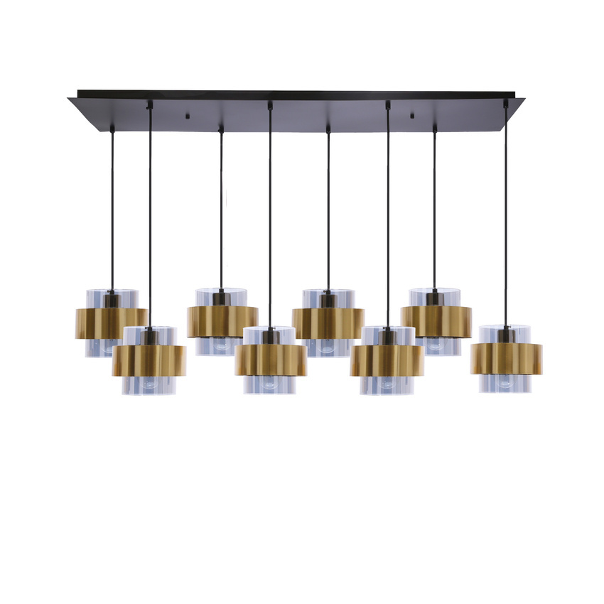 Lampa wisząca z abażurami Spiega mosiężna 8xE27 klosze dymione