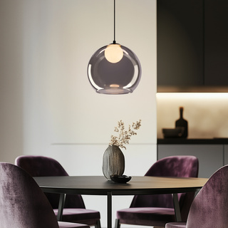Lampa wisząca Brin kula szklana dymiony klosz 1-płomienna do salonu G9