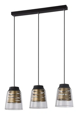 Lampa wisząca Fresno potrójna szklane klosze czarno-złota do jadalni E27