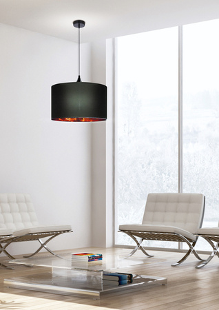 Lampa wisząca Long czarna z abażurem do salonu pojedyncza 1xE27 30 cm