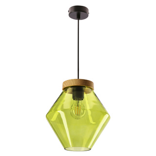 Lampa wisząca Brels z kloszem zielona pojedyncza metalowo-szklana do salonu