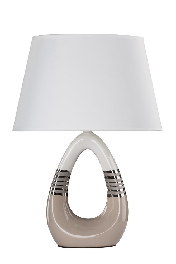 Lampka nocna Romano beżowo-biała ceramiczna z abażurem E27