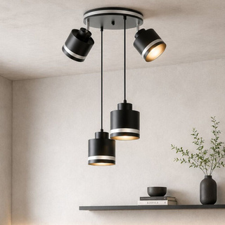 Lampa wisząca Wama czarna chrom 4-płomienna do kuchni i jadalni E27
