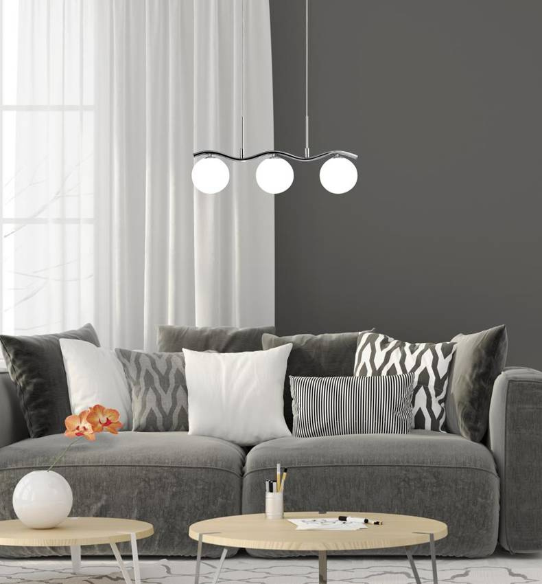 Lampa wisząca Ramon szklane kule potrójna chrom do salonu nad stół