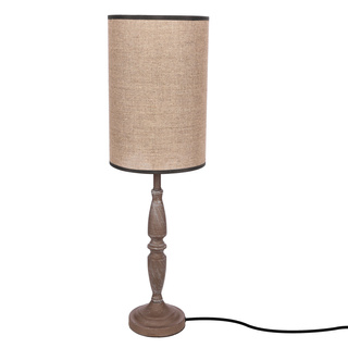 Lampka nocna Cardinale szara z lnianym abażurem do sypialni E27 67 cm