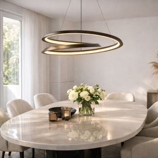 Lampa wisząca Callas czarna pierścieniowa do jadalni LED zmienna barwa światła