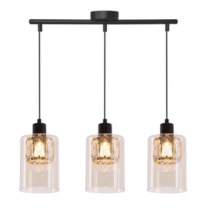 Lampa wisząca Ducato potrójna z kloszami szklana czarno-złota do jadalni