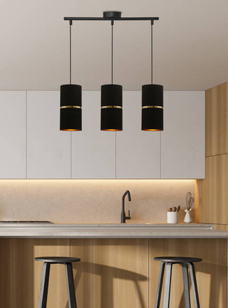 Lampa wisząca z abażurami Gina czarna potrójna do jadalni E27