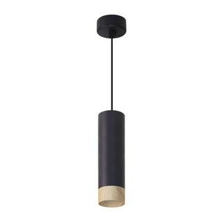 Lampa wisząca tuba Conti czarna drewniana GU10 pojedyncza