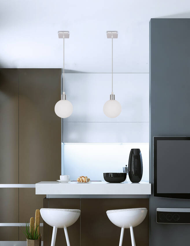 Lampa wisząca Oden kula szklana 12 cm pojedyncza do salonu biała