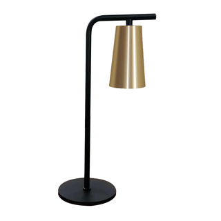 Lampka nocna Sider metalowa czarna na stolik nocny z abażurem GU10