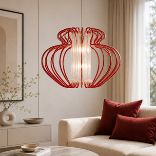 Lampa wisząca Imperia czerwona nowoczesna do salonu pojedyncza E27