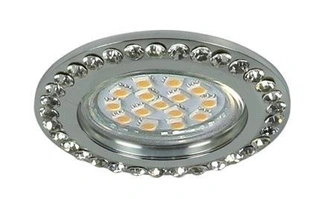 Oczko sufitowe okrągłe chrom z kryształkami GU10 50W 230V dekoracyjne do salonu