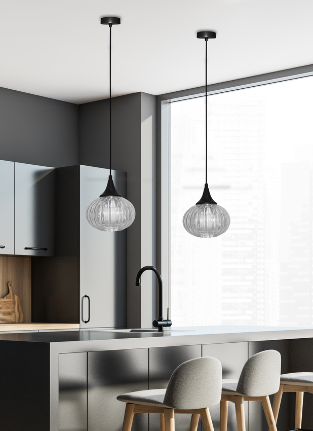 Lampa wisząca Exeter Ledea szklana kula czarna do kuchni E14 pojedyncza