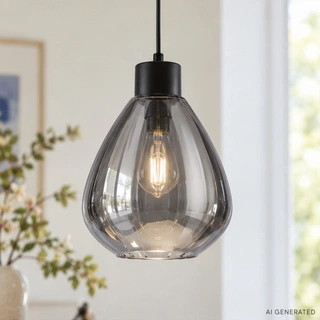 Lampa wisząca Monte z kloszem dymionym pojedyncza szklana do salonu