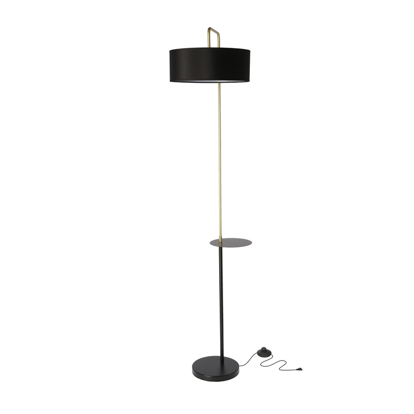 Lampa podłogowa Impact z abażurem z półką 1-punktowa do salonu